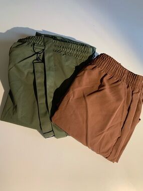 Scrubs Bundle NWOT 2 pair Drawstring Cargo Pants in Olive Green & Rust Brown